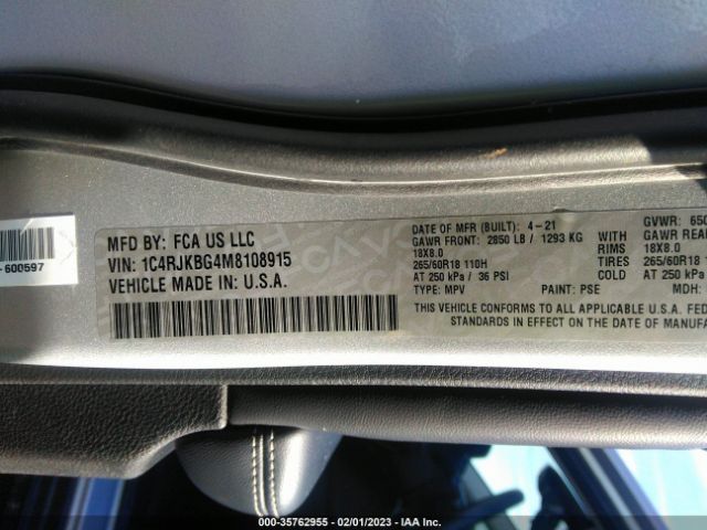 1C4RJKBG4M8108915 Jeep Grand Cherokee L Limited