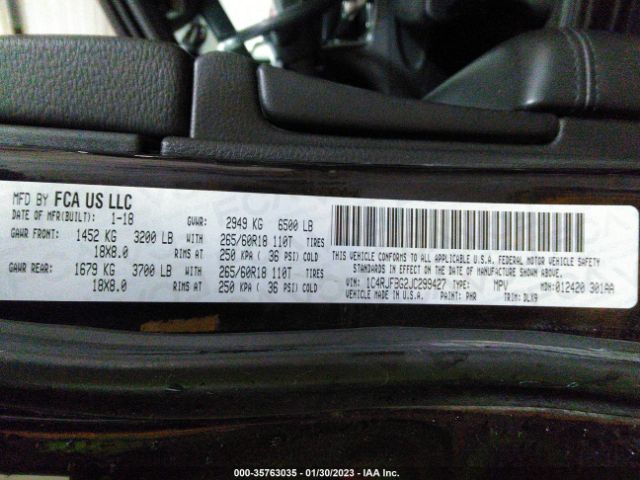 1C4RJFBG2JC299427 Jeep Grand Cherokee Limited