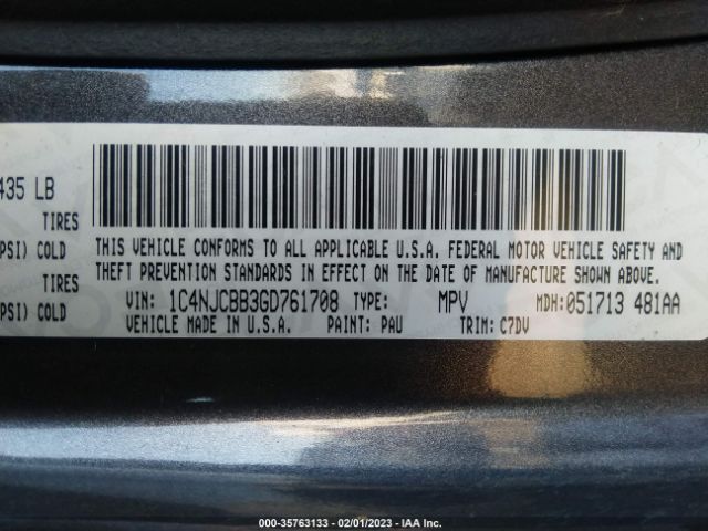 1C4NJCBB3GD761708 Jeep Compass Sport