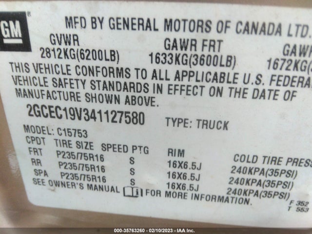 2004 CHEVROLET SILVERADO 1500 LS VIN: 2GCEC19V341127580