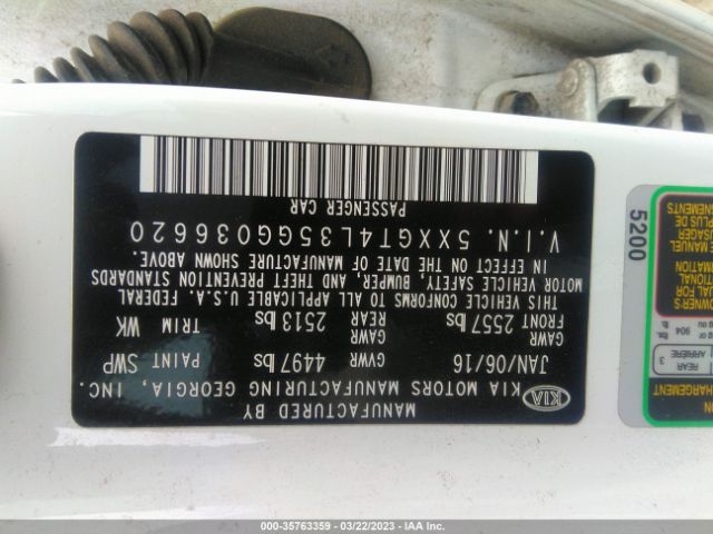 5XXGT4L35GG036620 KIA Optima