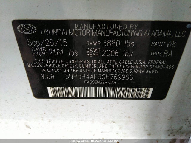 Hyundai dohc mpi nu 2016 5NPDH4AE9GH769900 Image 21
