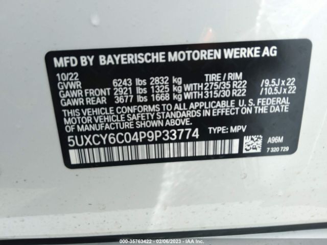 5UXCY6C04P9P33774 BMW X6 Xdrive40i