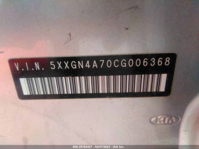 5XXGN4A70CG006368 KIA OPTIMA EX