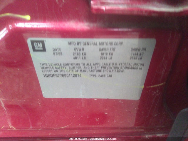 1G6DF577690112074 Cadillac Cts Rwd W/1sa