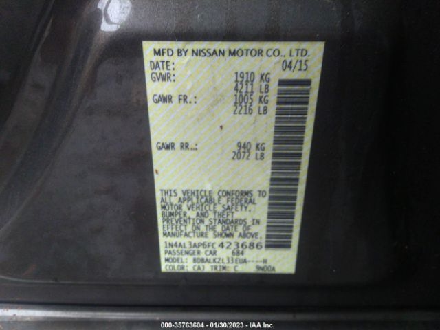 1N4AL3AP6FC423686 Nissan Altima 2.5 Sv