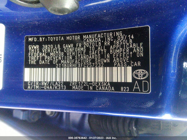 Toyota Corolla L/le/s/s Plus/le Plus 2015 2T1BURHEXFC257232 Image 11