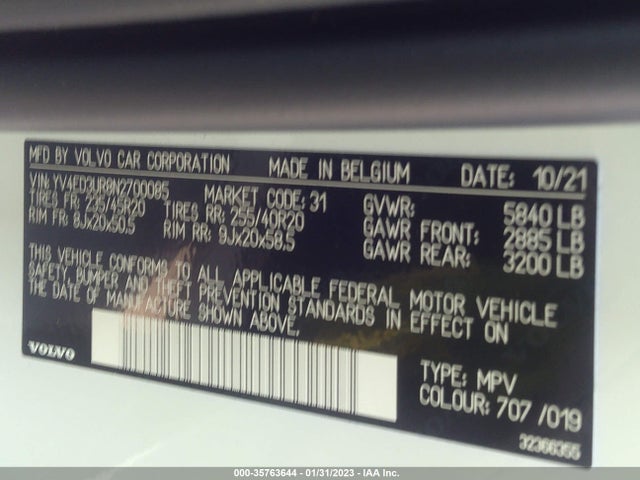 2022 Volvo XC40, VIN: YV4ED3UR8N2700085