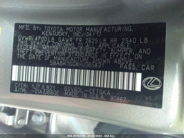 2017 Lexus ES, VIN: 58ABK1GG8HU065831