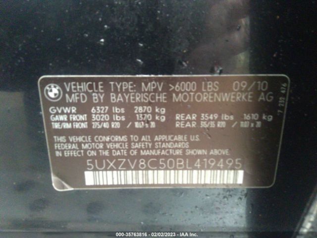 5UXZV8C50BL419495 BMW X5 50i