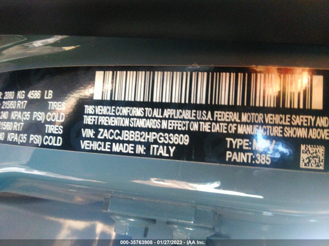 2017 Jeep Renegade, VIN: ZACCJBBB2HPG33609