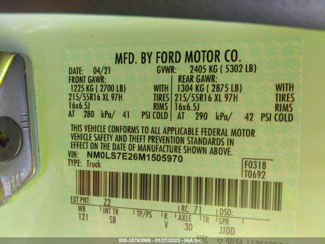 2021 Ford Transit Connect, VIN: NM0LS7E26M1505970