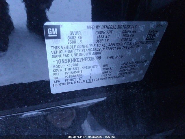 Chevrolet Suburban Lt 2017 1GNSKHKC2HR335090 Image 9