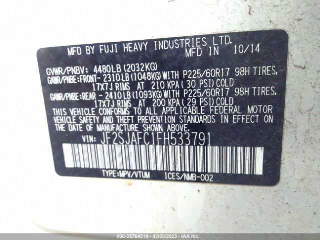 JF2SJAFC1FH533791 Subaru Forester 2.5i Premium