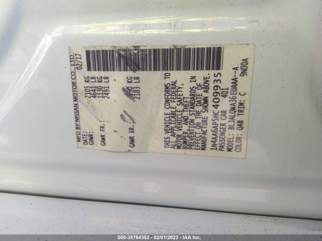Nissan MAXIMA S 2017 1N4AA6AP5HC409935 Image 10