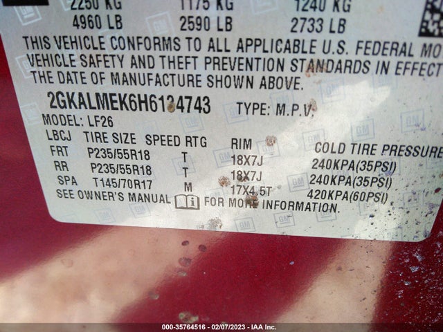 GMC Terrain Sle 2017 2GKALMEK6H6134743 Image 9