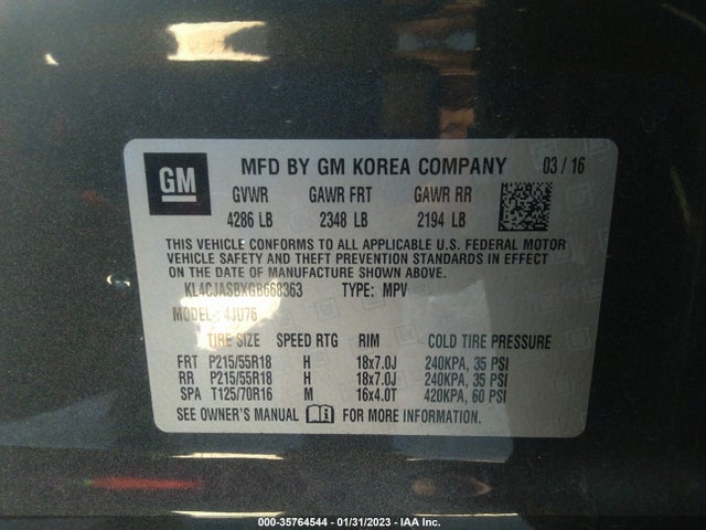 Buick Encore 2016 KL4CJASBXGB668363 Image 9