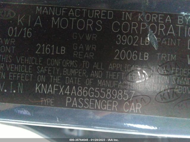 KNAFX4A86G5589857 KIA FORTE EX