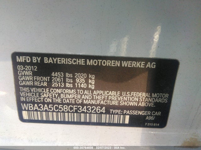 BMW 3 Series 328i 2012 WBA3A5C58CF343264 Image 11