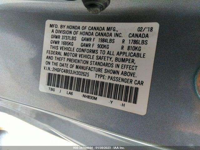 Honda Civic Coupe Lx 2018 2HGFC4B53JH302625 Image 9