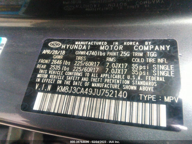 Hyundai TUCSON SEL 2018 KM8J3CA49JU752140 Image 10