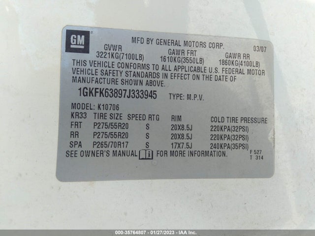 GMC YUKON DENALI 2007 1GKFK63897J333945 Image 10