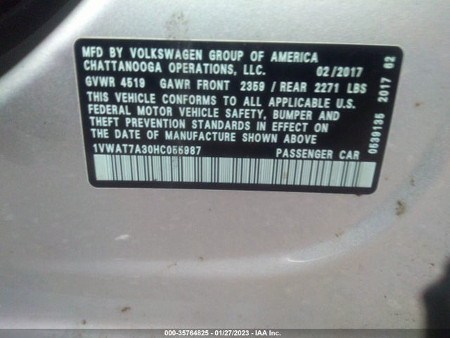 Volkswagen Passat 1.8t S 2017 1VWAT7A30HC055987 Image 10