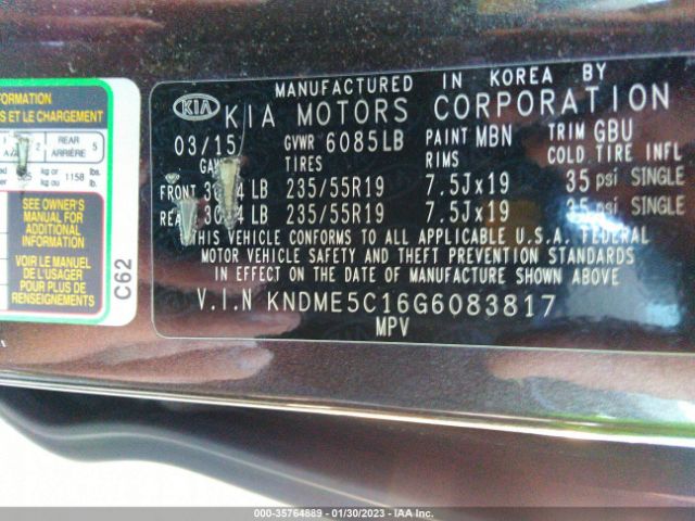 KNDME5C16G6083817 KIA Sedona Sx-l
