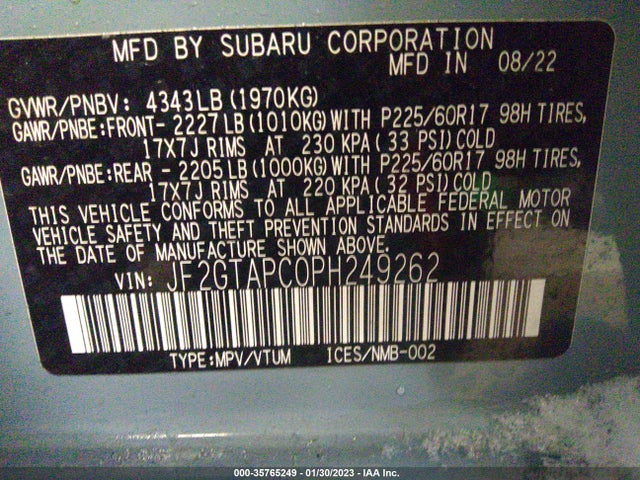 Subaru Crosstrek Premium 2023 JF2GTAPC0PH249262 Image 10