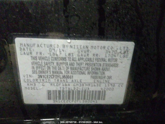 3N1CE2CP2FL380041 Nissan Versa Note S/s Plus/sv/sr/sl