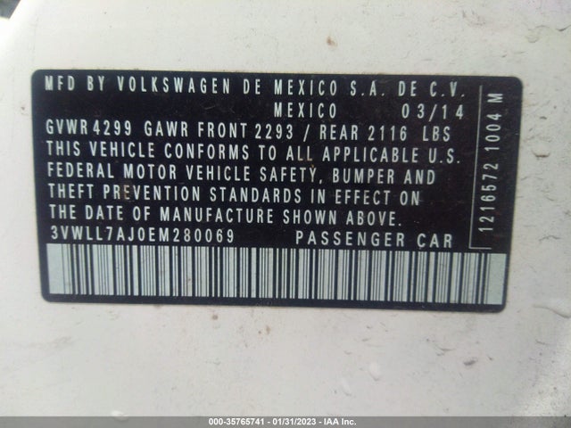 2014 VOLKSWAGEN JETTA SEDAN TDI VIN: 3VWLL7AJ0EM280069