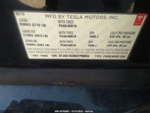 Tesla MODEL S 2013 5YJSA1AG9DFP05054 Image 9