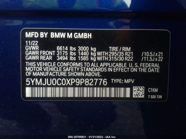 5YMJU0C0XP9P82776 BMW X5 M