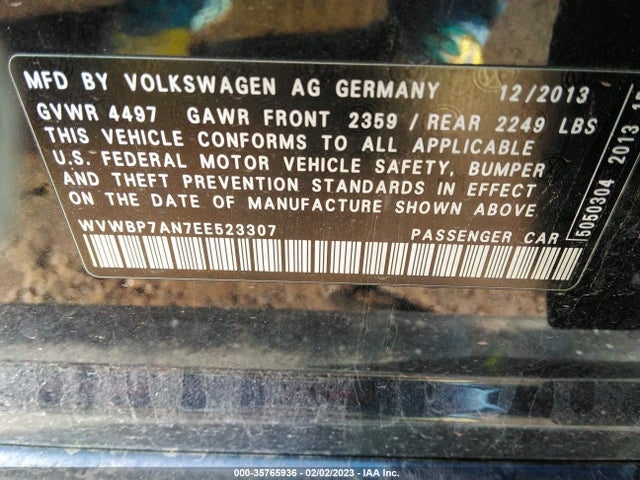 WVWBP7AN7EE523307 Volkswagen CC SPORT