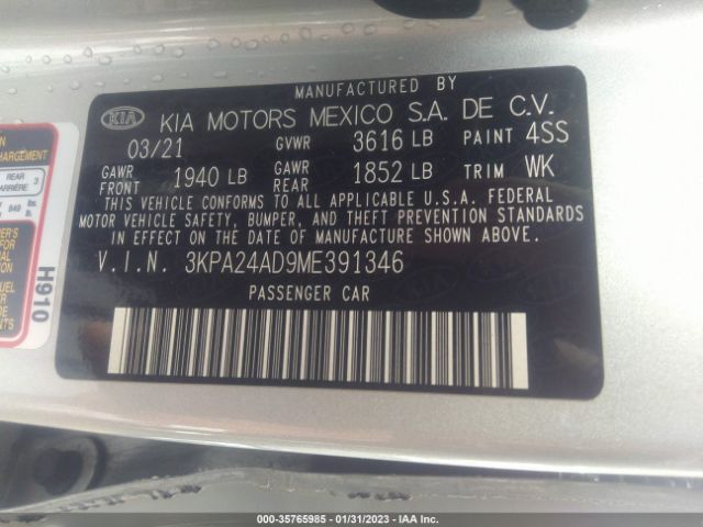 3KPA24AD9ME391346 KIA RIO LX