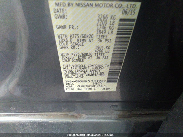 2015 Nissan Titan, VIN: 1N6AA0EC6FN512097