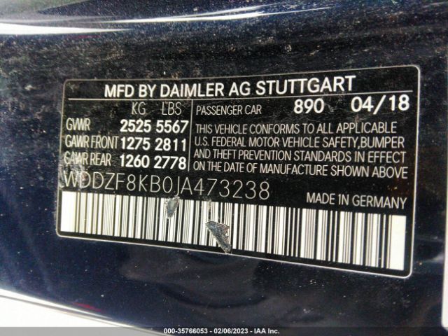 WDDZF8KB0JA473238 Mercedes-Benz E-class Amg E 63 S
