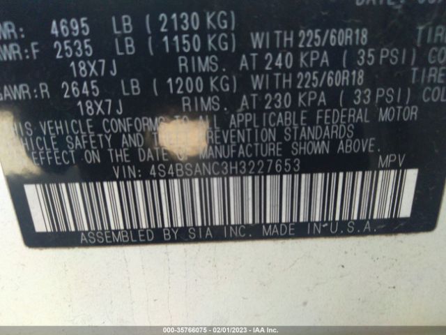 4S4BSANC3H3227653 Subaru Outback Limited