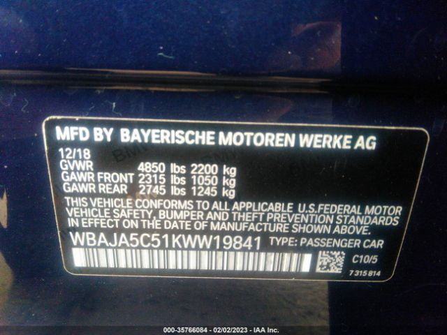 WBAJA5C51KWW19841 BMW 5 Series 530i