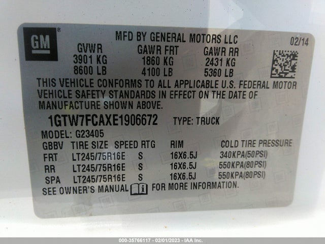 2014 GMC Savana, VIN: 1GTW7FCAXE1906672
