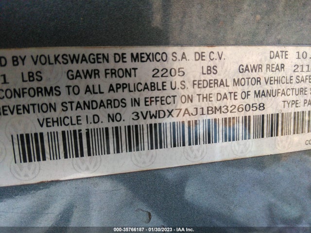 3VWDX7AJ1BM326058 Volkswagen Jetta Sedan Se