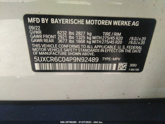 2023 BMW X5, VIN: 5UXCR6C04P9N92489