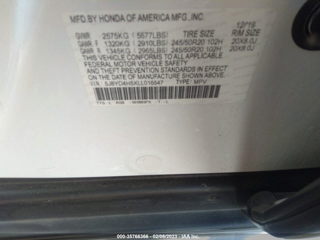 2020 Acura MDX, VIN: 5J8YD4H5XLL016547