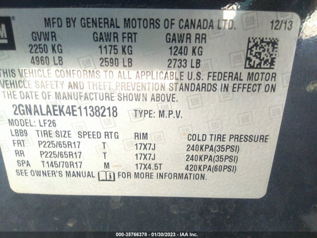 Chevrolet EQUINOX LS 2014 2GNALAEK4E1138218 Image 9
