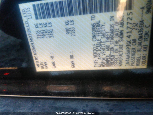 Nissan Maxima 2016 1N4AA6AP3GC417725 Image 10