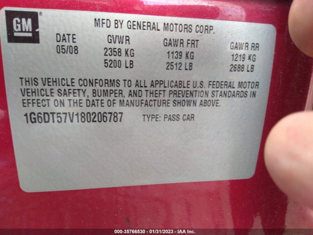 1G6DT57V180206787 Cadillac Cts Awd W/1sb