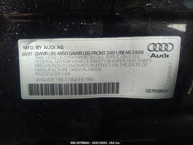 WAUDF78E17A245190 Audi A4 2.0T