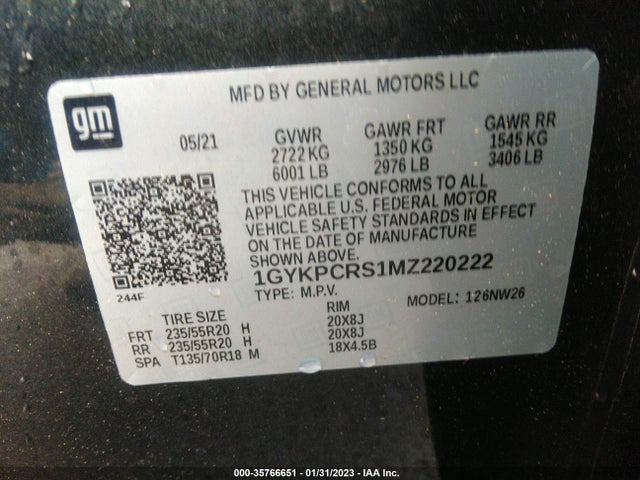 2021 Cadillac XT6, VIN: 1GYKPCRS1MZ220222
