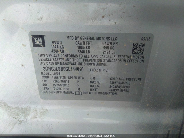 Chevrolet Trax Lt 2016 3GNCJLSB0GL144016 Image 10