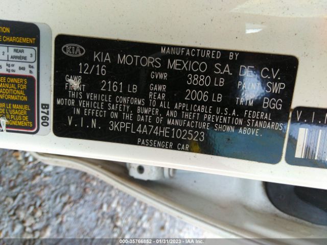 3KPFL4A74HE102523 KIA FORTE LX